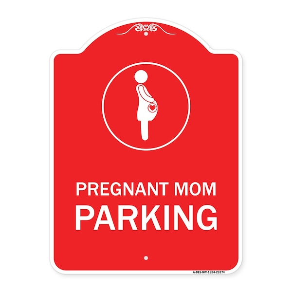 Signmission Pregnant Mom Parking With Graphic, Red & White Aluminum Architectural Sign, 18" x 24", RW-1824-23274 A-DES-RW-1824-23274 - main